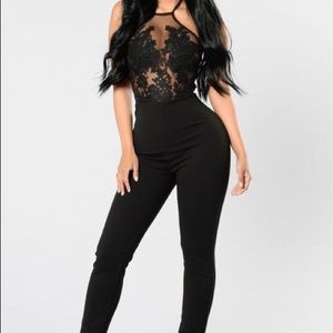 Black Lace Halter Fashion Nova jumpsuit